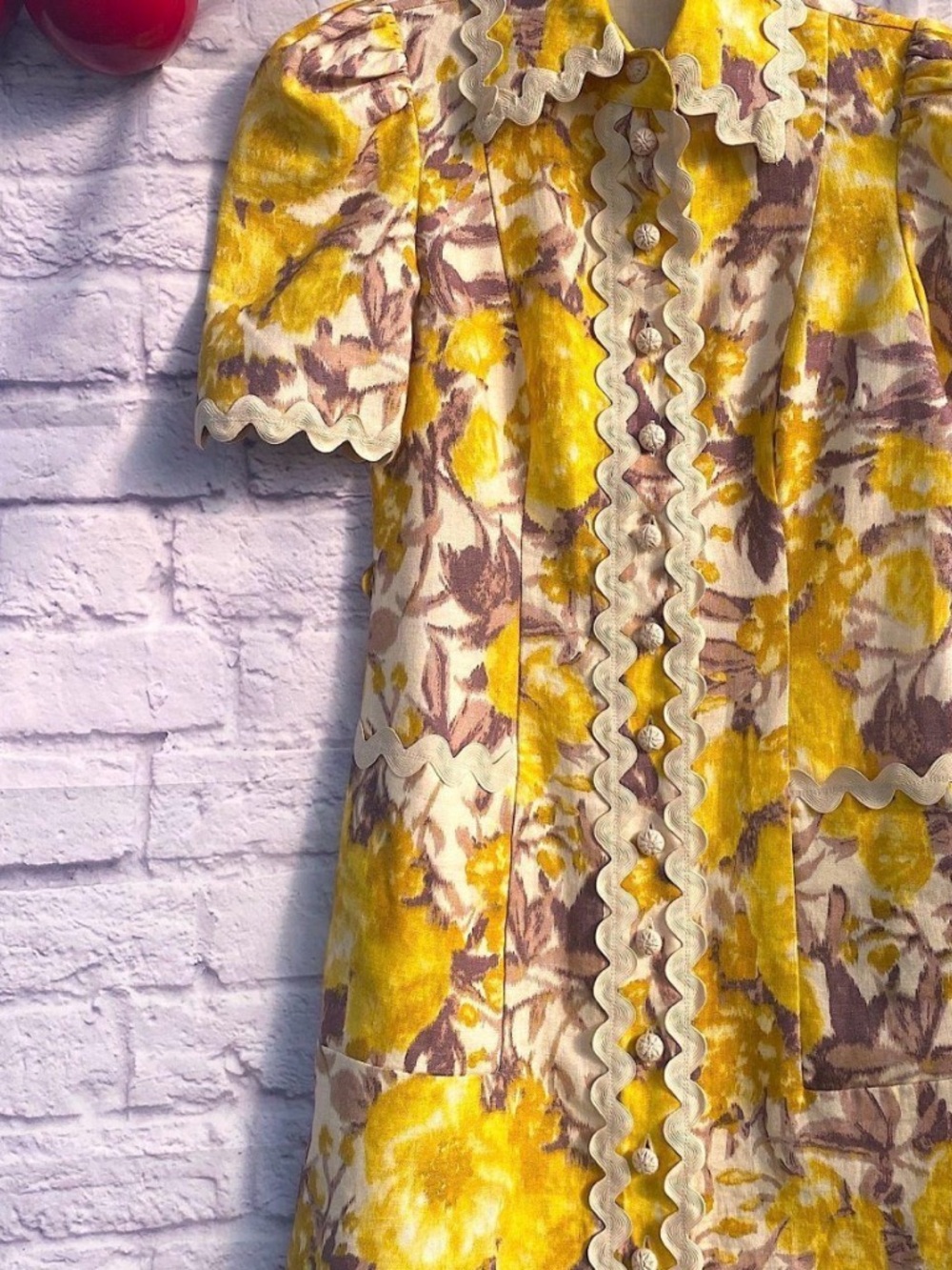 Zimmerman Yellow Floral Ric Rac Trim Dress